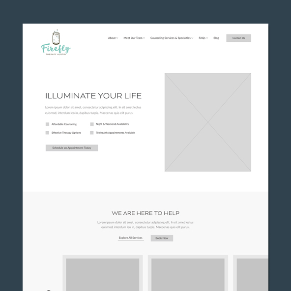 Firefly Therapy - Therapy Website Redesign - Wireframe