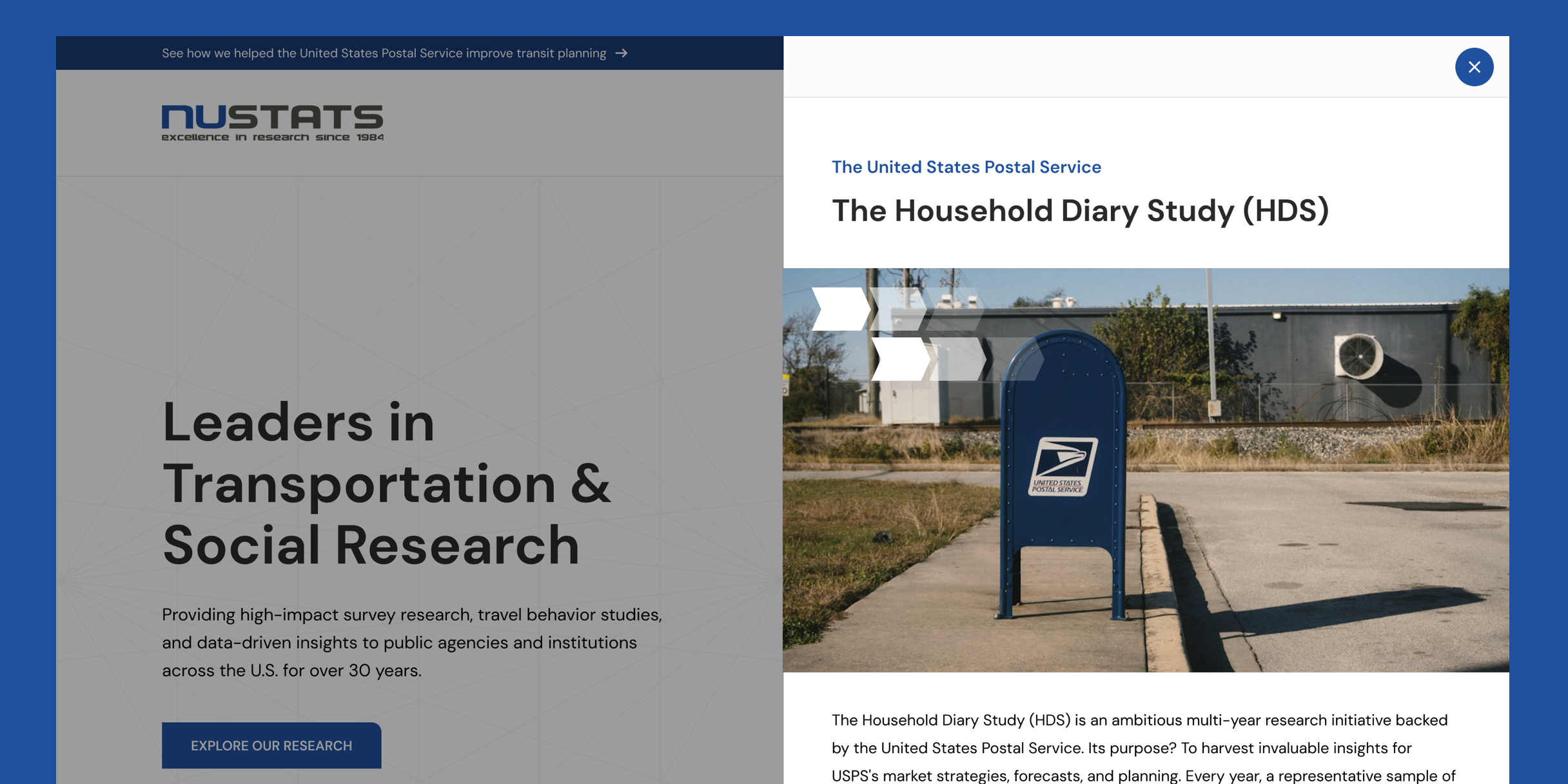 Nustats - Website Redesign - Project Overlay